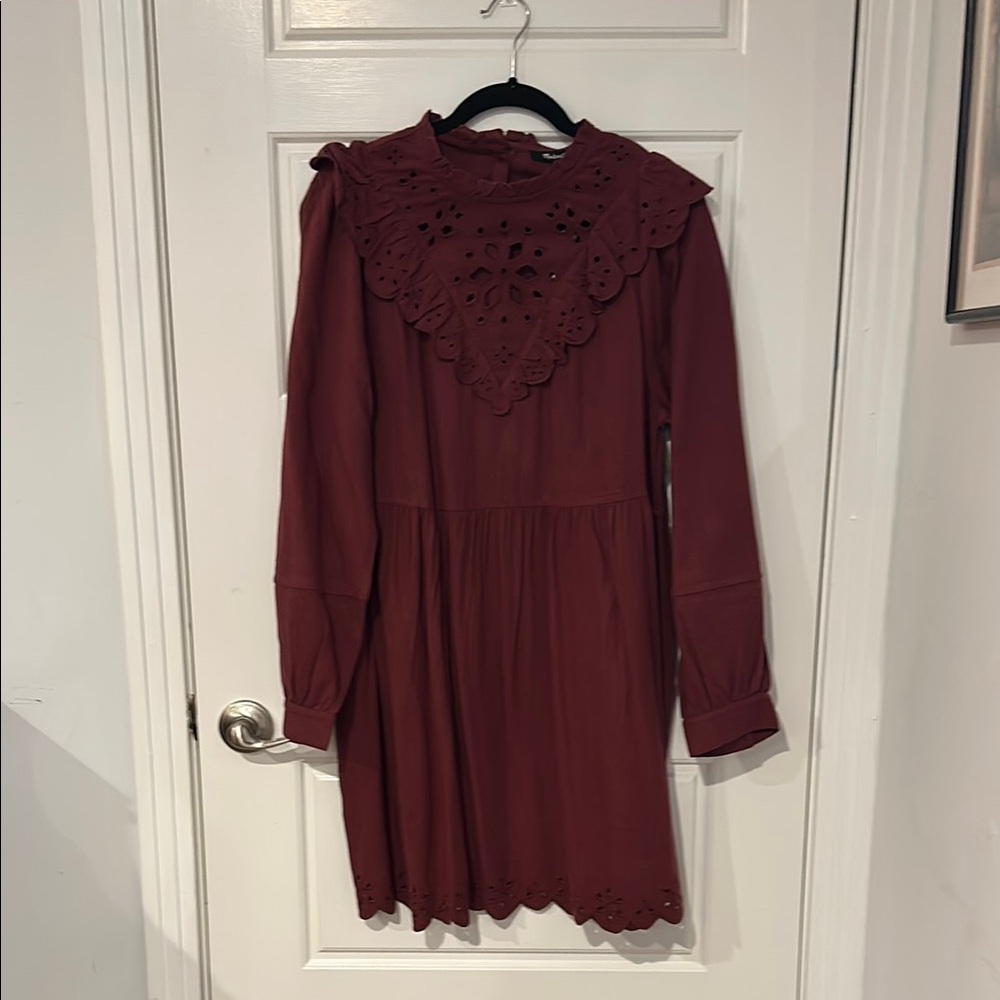NWT Madewell Chic Burgundy Eyelet Dress - Picture 1 of 9